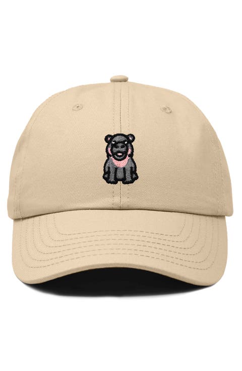 Hippo Embroidered Adjustable Hat