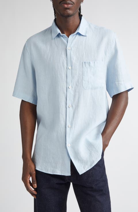 Short Sleeve Linen Button-Up Shirt