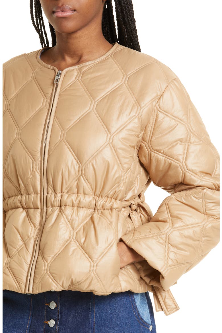 Shiny Quilted Recycled Nylon Jacket, Alternate, color, TANIN
