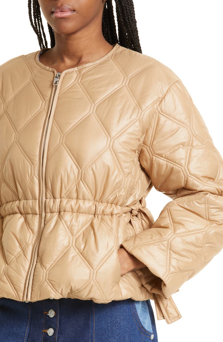 Ganni Shiny Quilted Recycled Nylon Jacket, Alternate, color, 