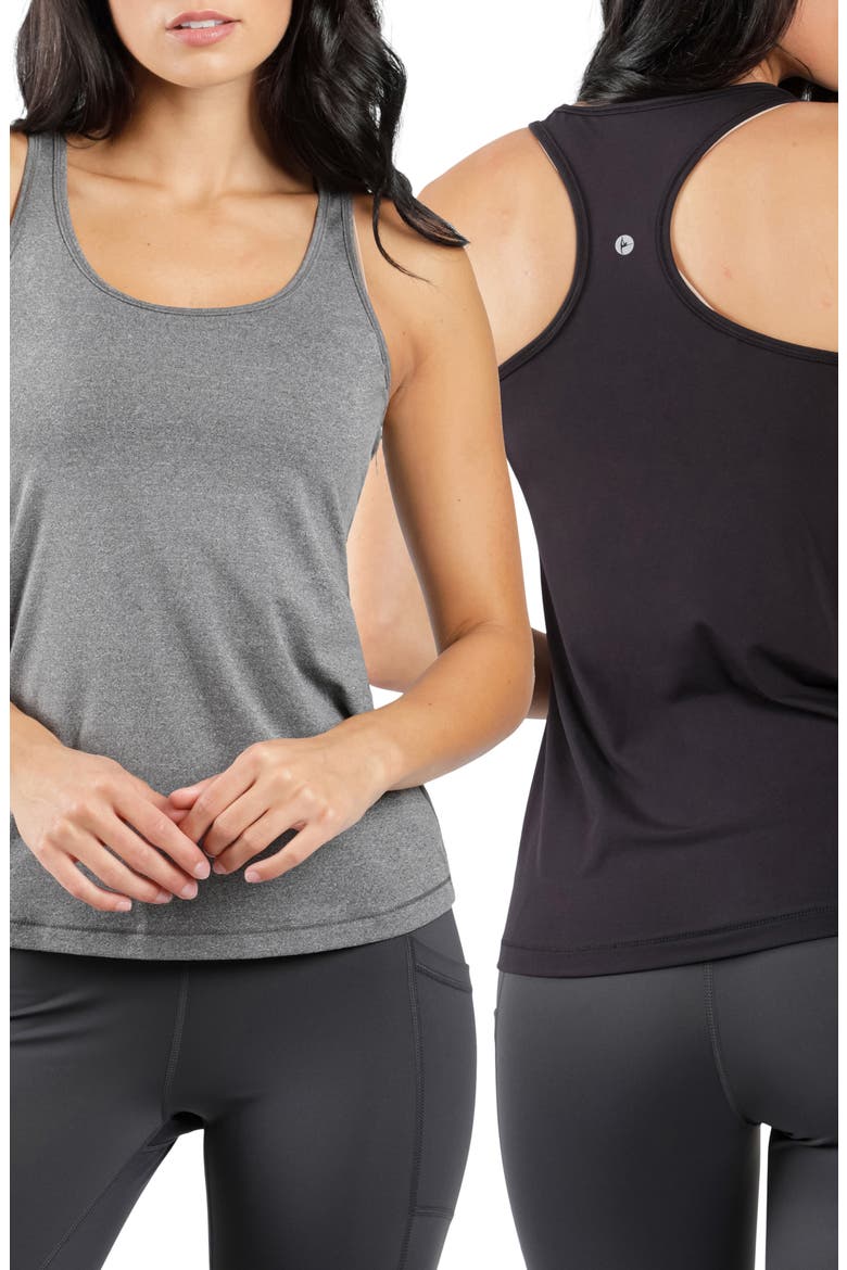2-Pack Racerback Tank Tops, Main, color, HEATHER CHARCOAL/ BLACK