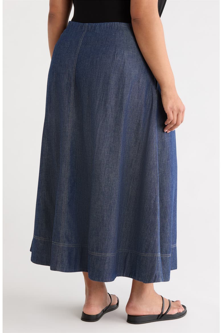 A-Line Organic Cotton Midi Skirt, Alternate, color, DARK INDIGO
