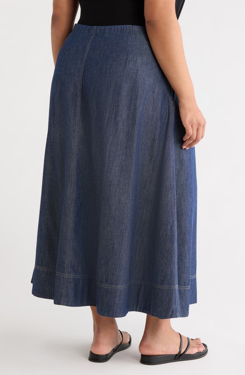 Eileen Fisher A-Line Organic Cotton Midi Skirt, Alternate, color, Dark Indigo