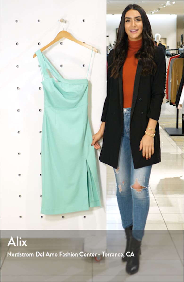 Daniella One-Shoulder Crepe Sheath Dress, sales video thumbnail