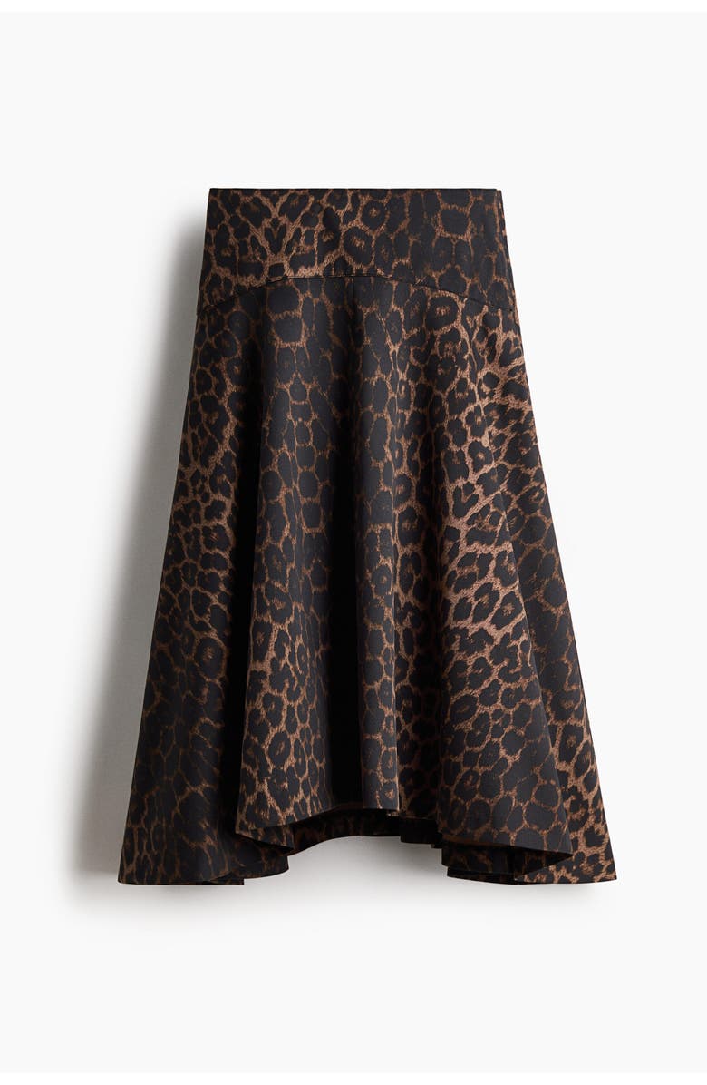 H&M Flared Twill Skirt, Alternate, color, Dark Brown/Leopard Print