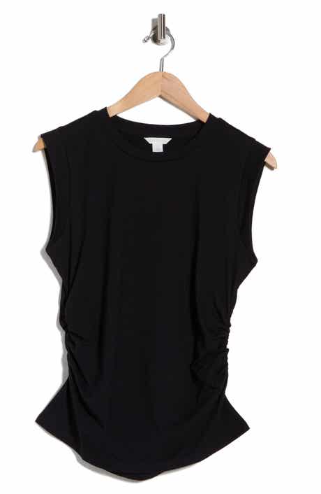 Caslon® Side Ruched Cotton Blend Tank