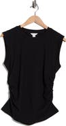 Caslon® Side Ruched Cotton Blend Tank