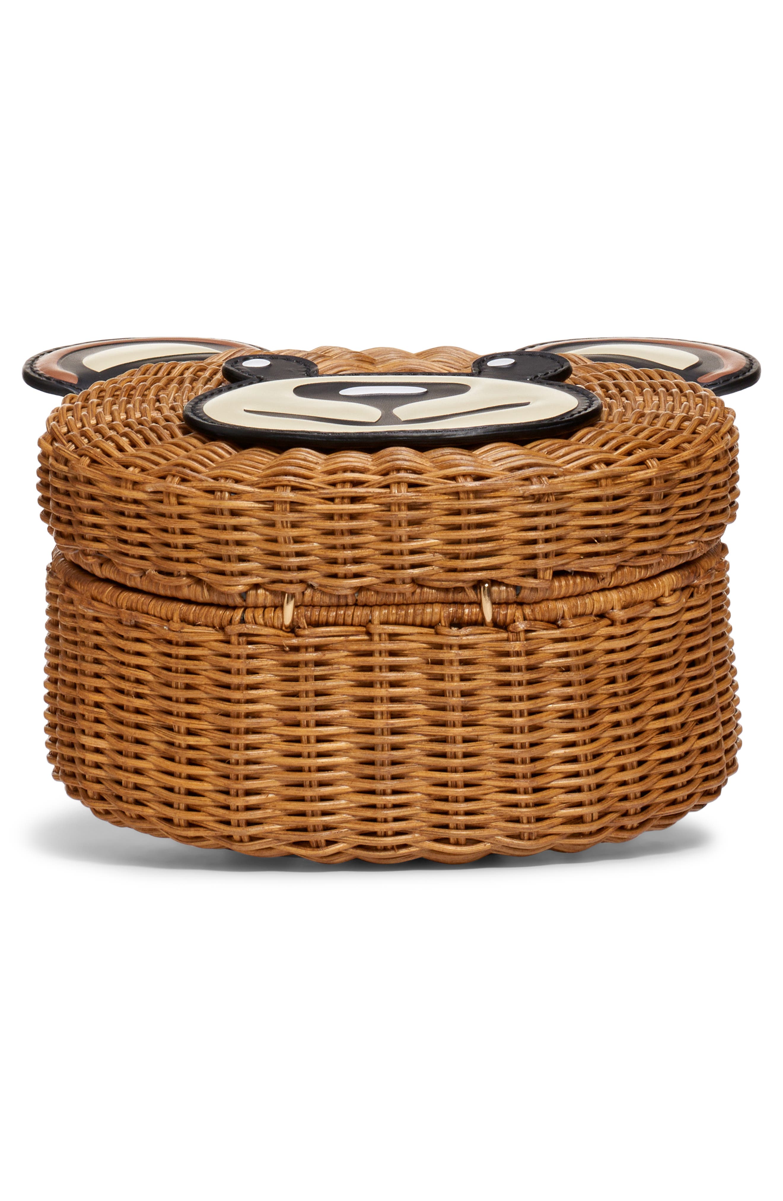 Moschino Straw Teddy Crossbody Bag, Alternate, color, 