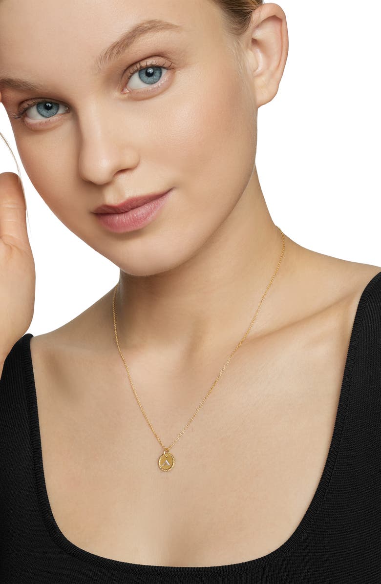 David Yurman Cable Collectibles Diamond Initial Pendant Necklace, Alternate, color, A