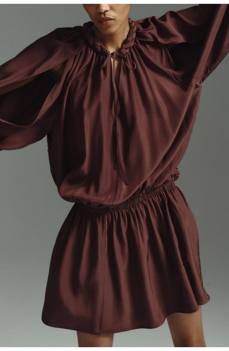 H&M Braid-detail Tunic Dress, Alternate, color, Dark Brown