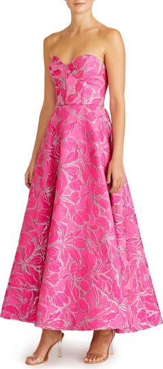 Amelia Strapless Metallic Brocade Gown