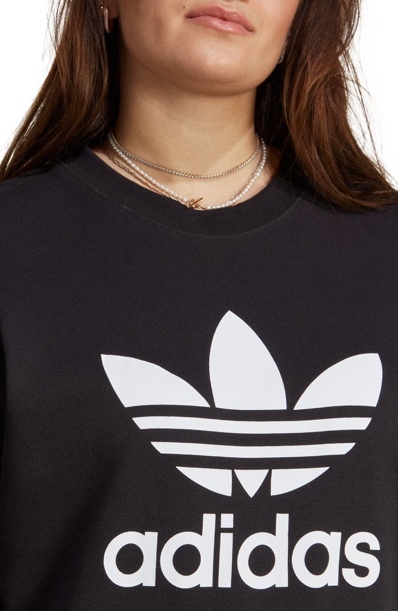 adidas Trefoil Logo Crewneck Cotton Sweatshirt, Alternate, color, 