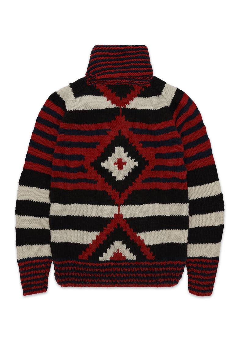 Diamond Pattern Merino Wool Cardigan, Alternate, color, Navy Blue