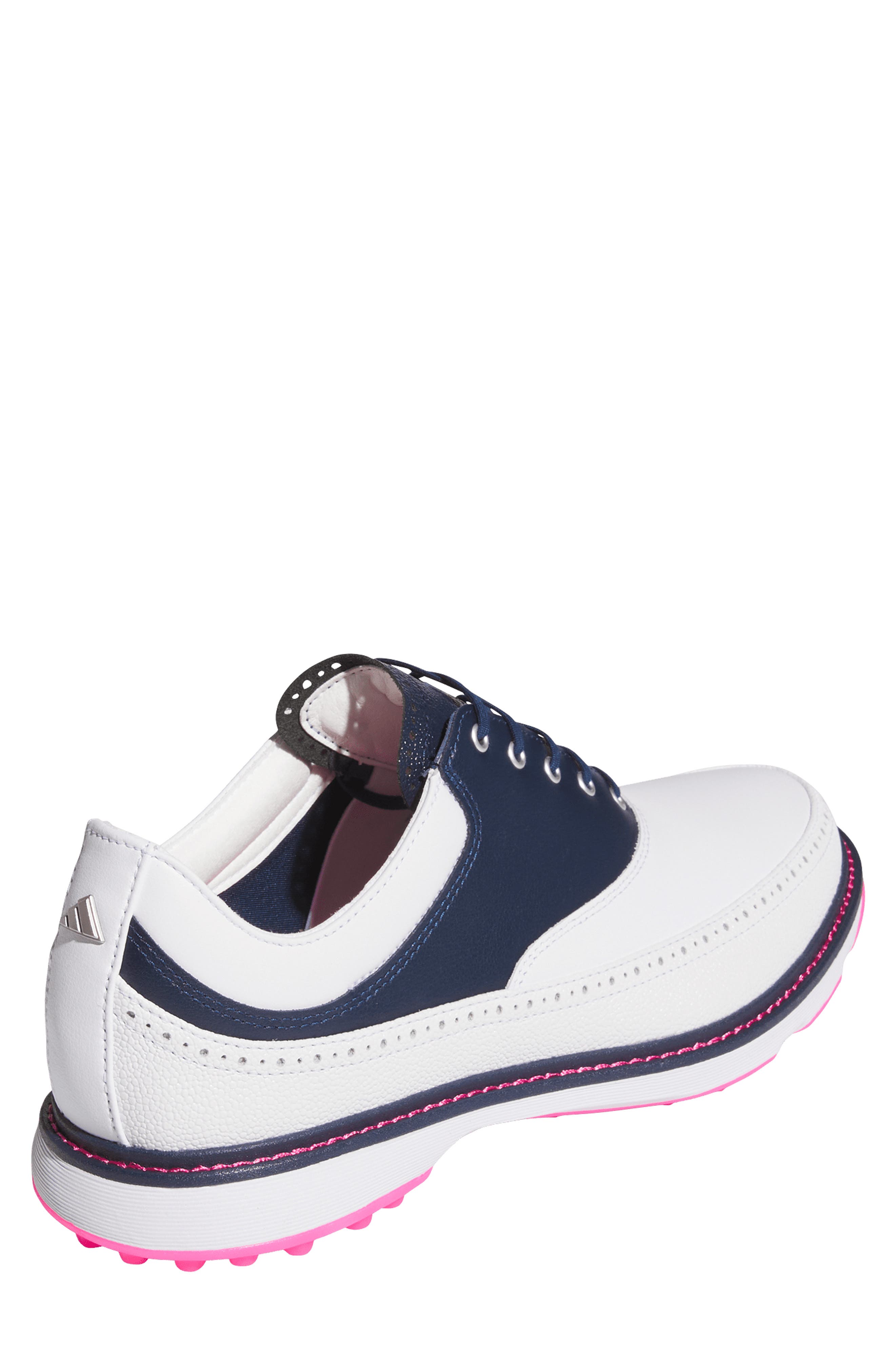 adidas MC80 Spikeless Golf Shoe, Alternate, color, White/ Navy/ Pink