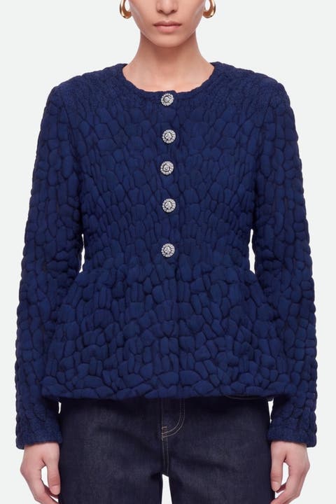 Textured Knit Peplum Cardigan
