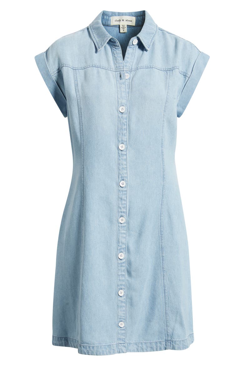 Seamed Denim Dress, Alternate, color, COOL CAPRI WASH