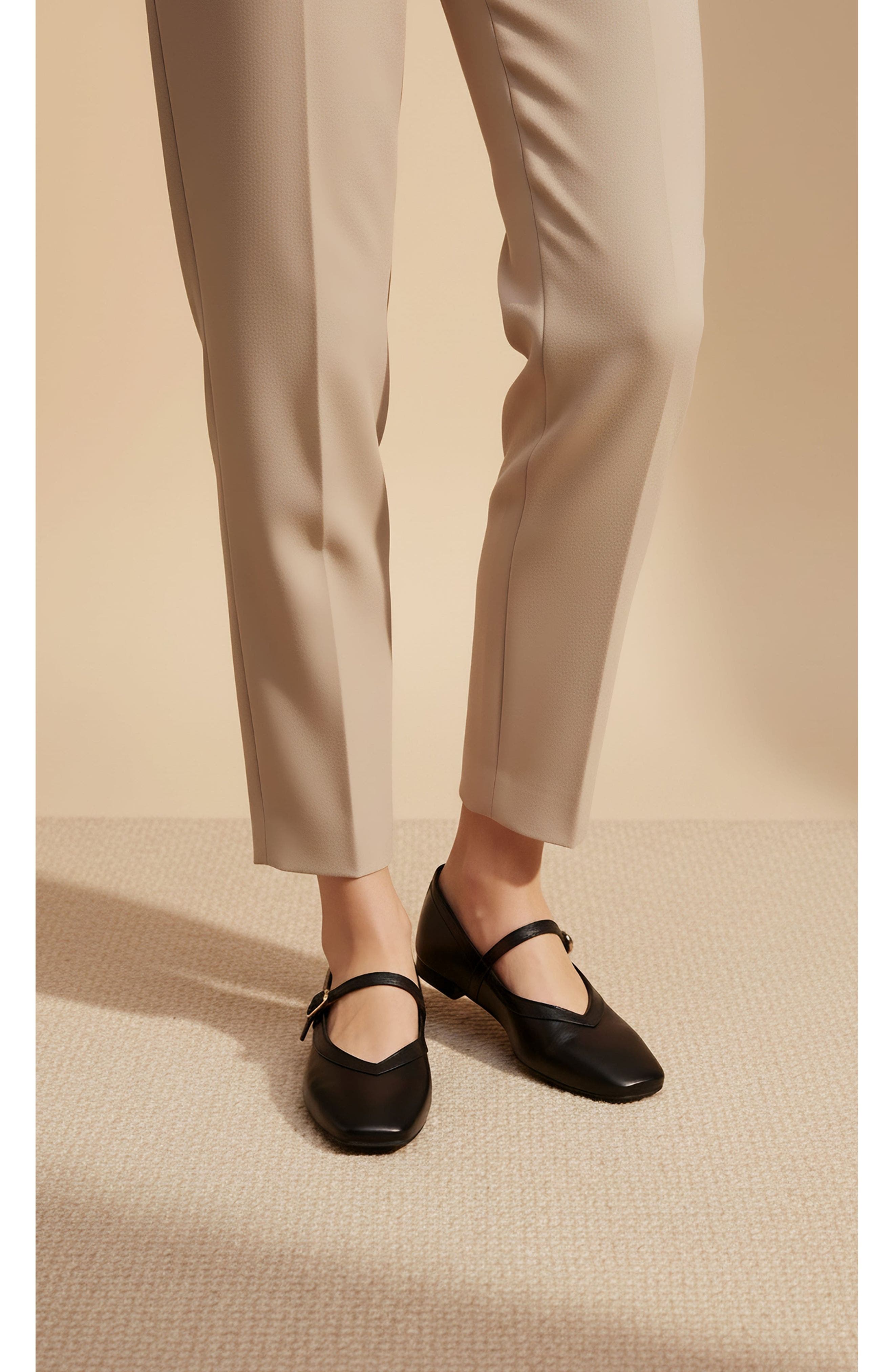 Menina Step Greta Leather Mary Jane Flat, Alternate, color, Black