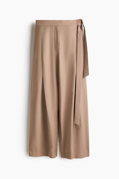 Tie-detail Twill Pants