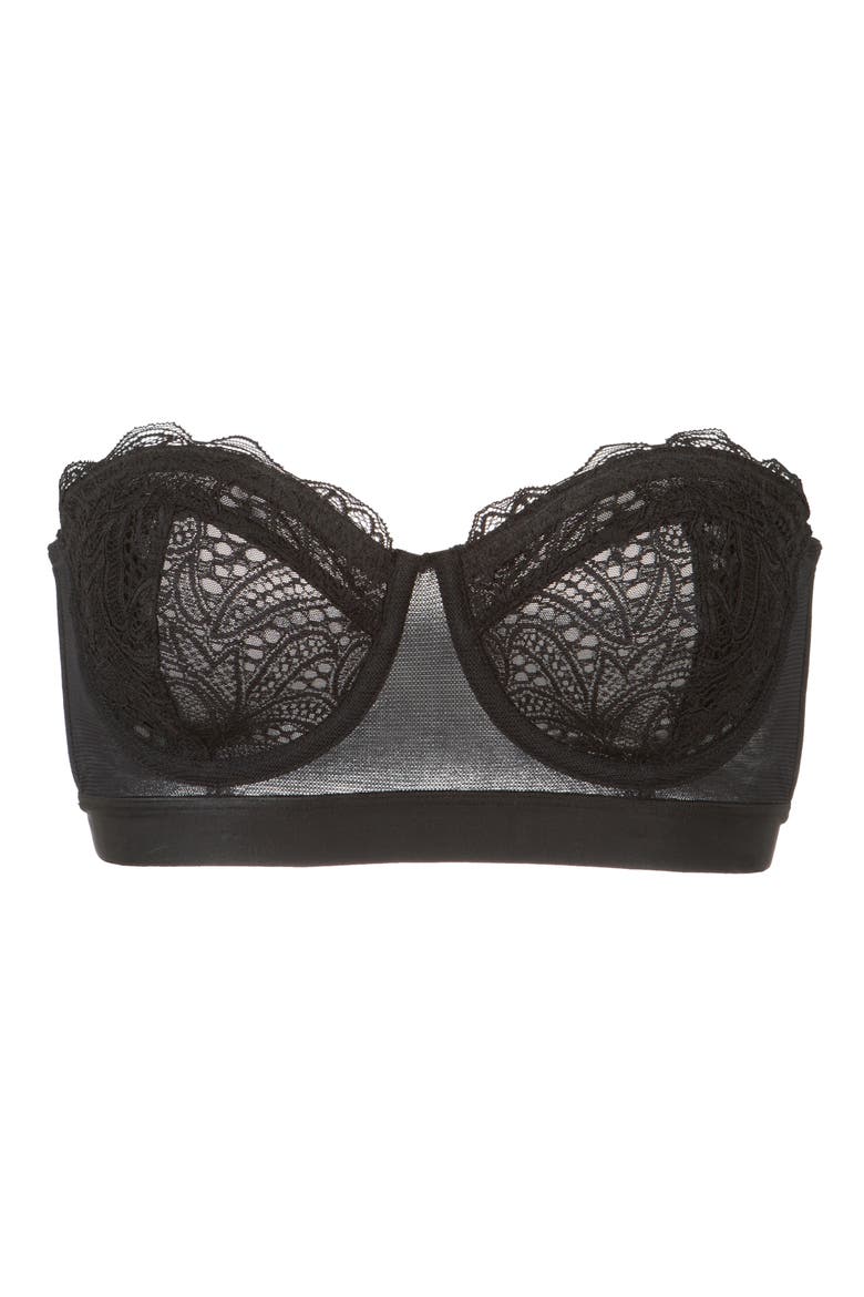 The Lace Strapless Bra, Alternate, color, JET BLACK