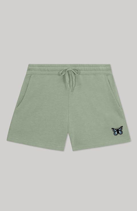 Womens Butterfly Midweight Washed Fleece Shorts