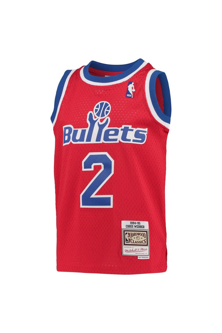 Youth Mitchell & Ness Chris Webber Red Washington Bullets 1994/95 Hardwood Classics Swingman Jersey, Alternate, color, Red