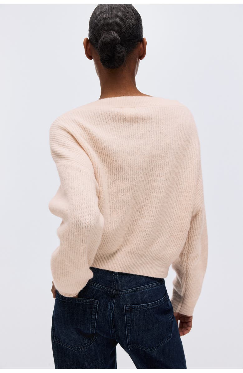 H&M Oversized boat-neck sweater, Alternate, color, Light Peach Pink