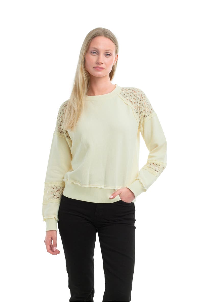 WILT Clothing Sweatshirt with Lace Details, Main, color, Transparent Yellow