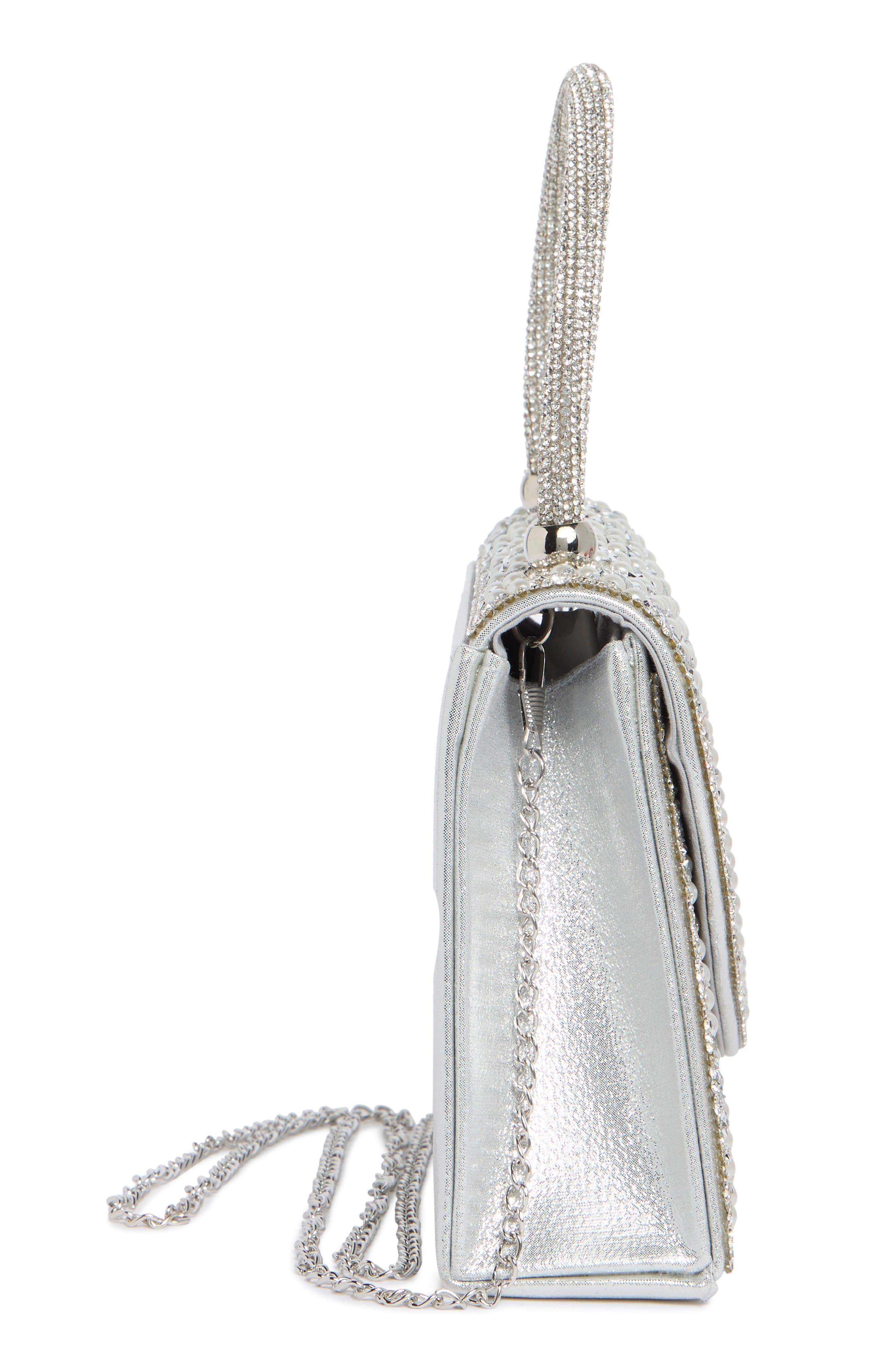 ALESSIA BIANCHI Jeweled Crystal Clutch, Alternate, color, Silver