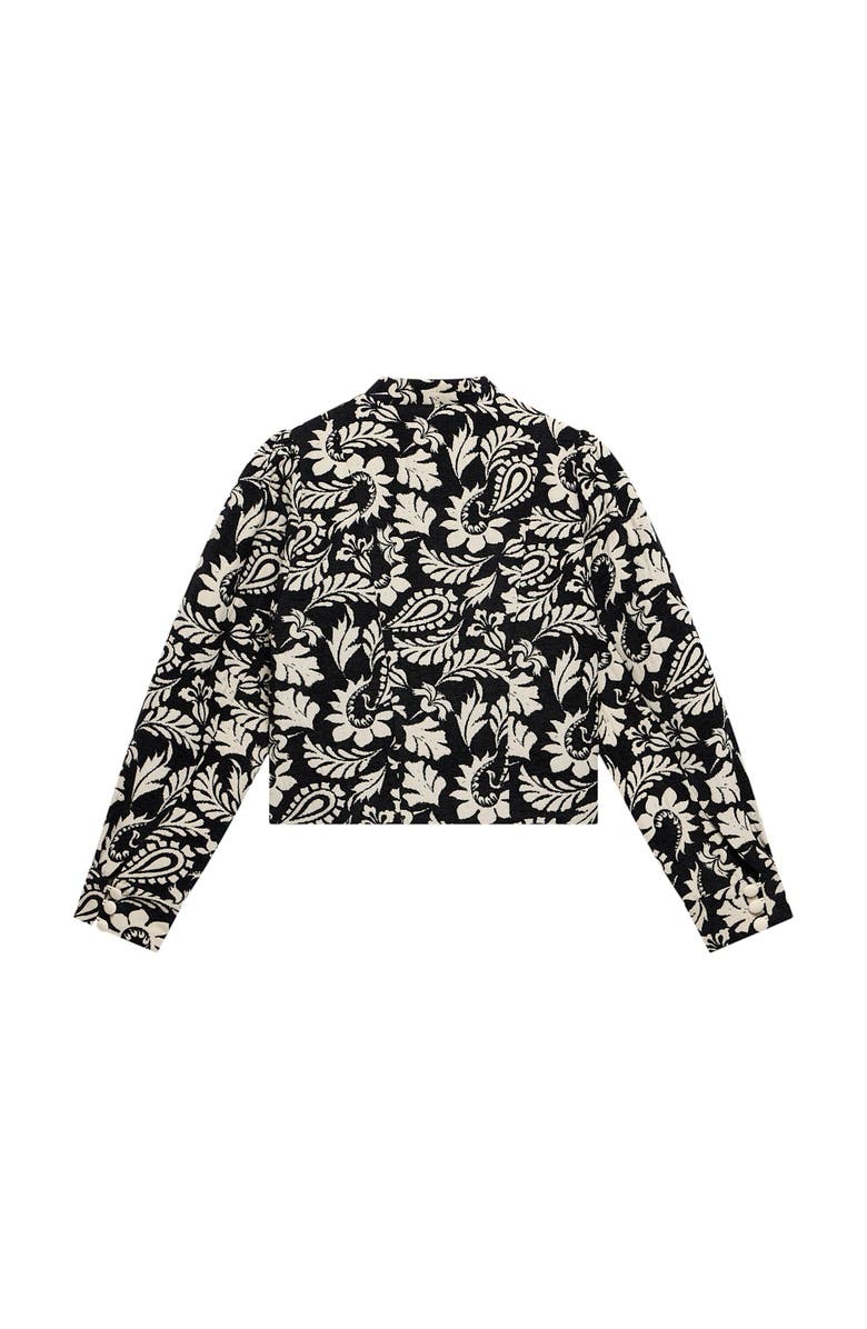 MINT VELVET Jacquard Floral Cropped Jacket, Alternate, color, Black