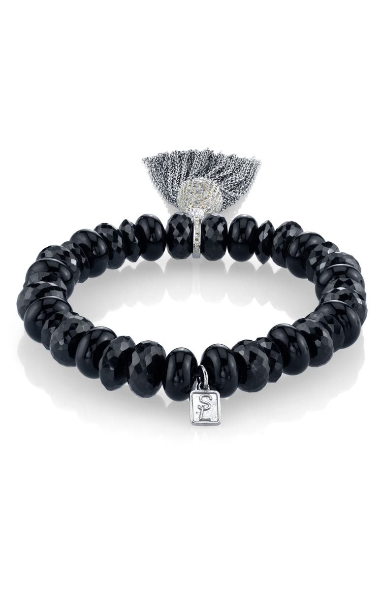 Sheryl Lowe Pavé Tassel Onyx Bracelet, Alternate, color, 