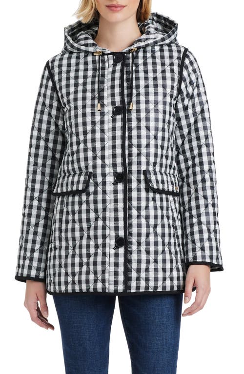 Kate Spade New York Spade Flower Water Resistant Gingham Quilted Jacket In Gingham Field Small