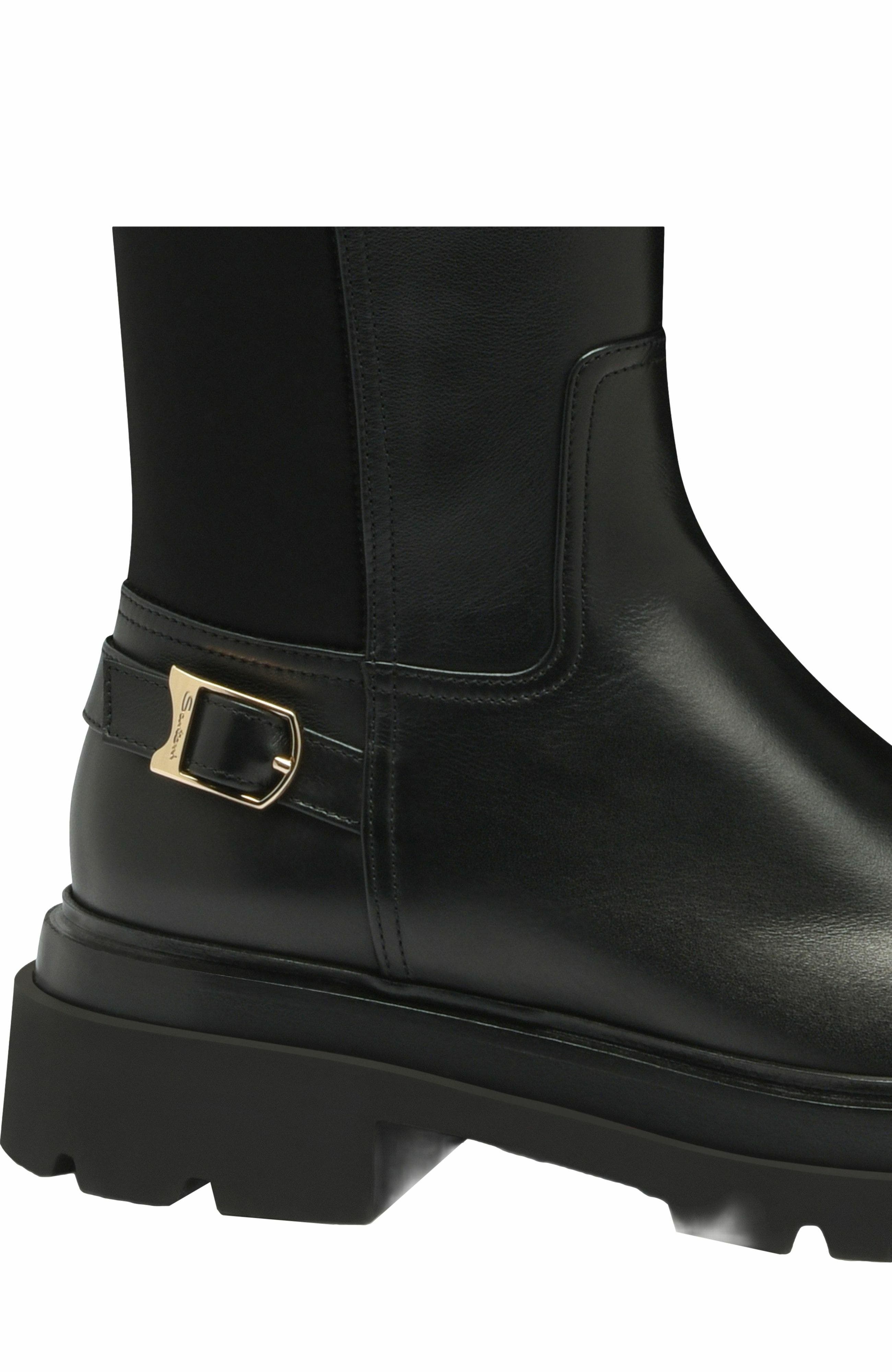 Santoni Women's leather boot, Alternate, color, Black