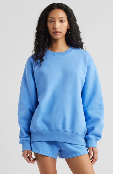 Fleece Detail Oversize Crewneck Sweatshirt