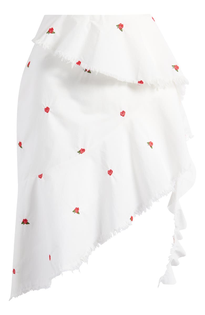 Mistress Rocks Rose Embroidered Ruffle Asymmetric Skirt, Alternate, color, Cloud