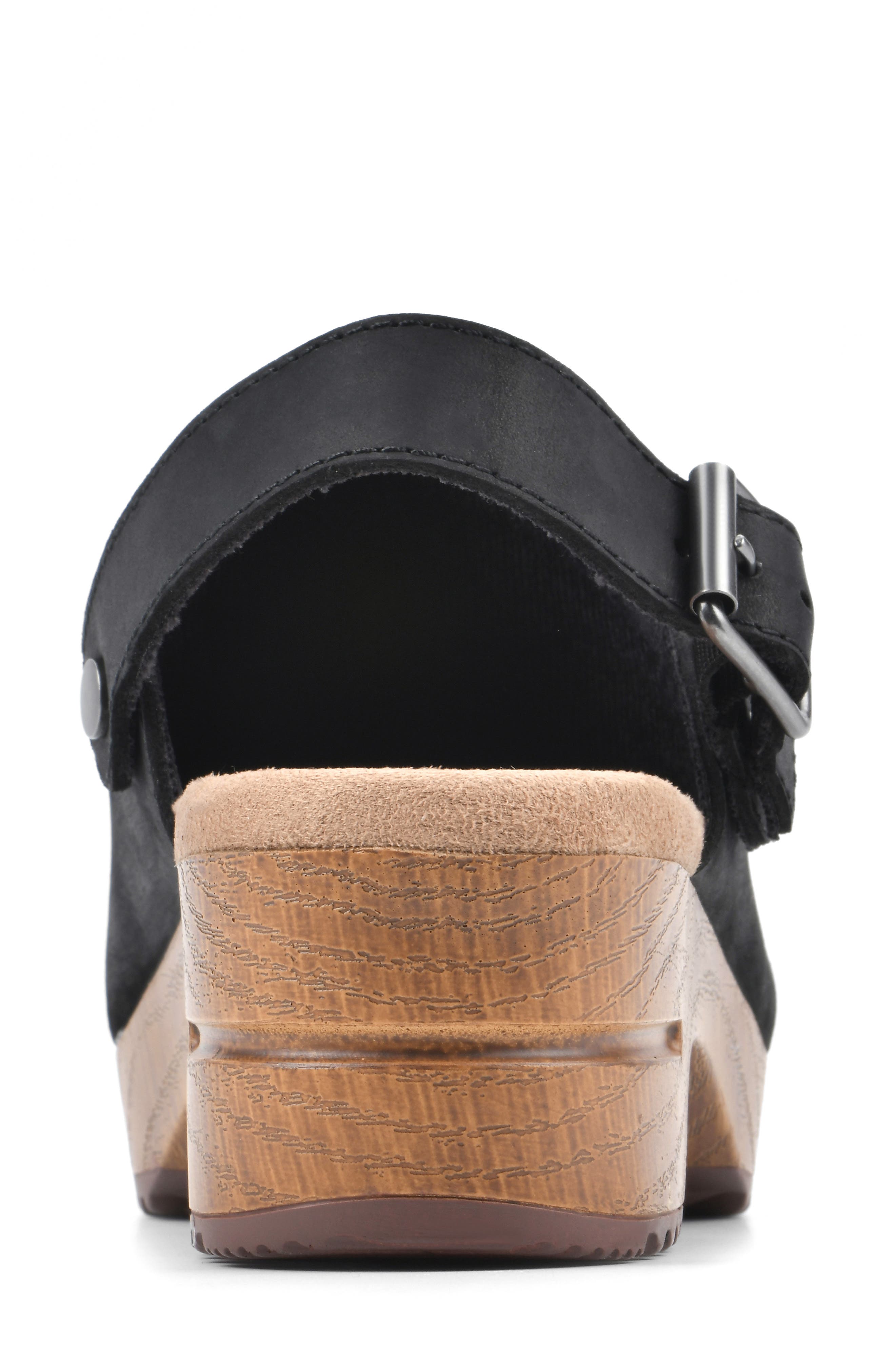 White Mountain Footwear White Mountain Being Buckled Leather Clog, Alternate, color, Black/ Nubuck
