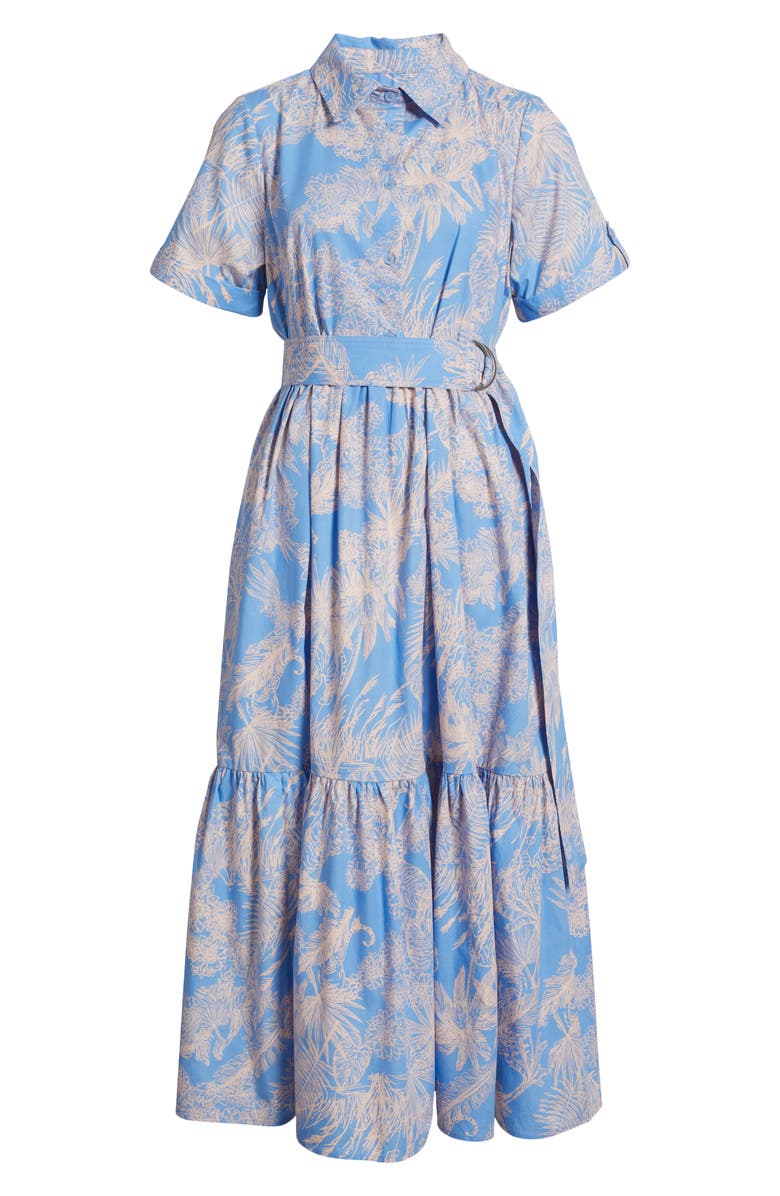 Halogen<sup>®</sup> Floral Short Sleeve Cotton Midi Shirtdress, Alternate, color, Della Blue