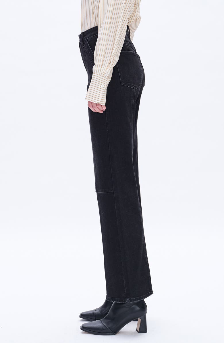 Bayeas Seamed High Waist Wide Leg Jeans, Alternate, color, Black/ Black