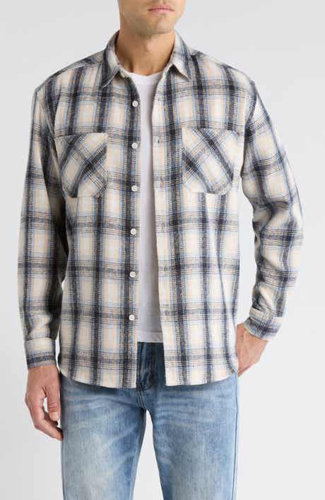 Oversize Coastal Plaid Button-Up Flannel Shirt