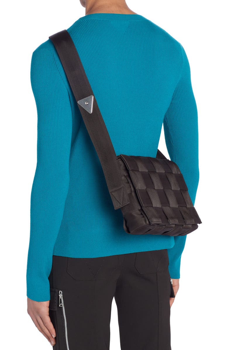 Bottega Veneta Large Cassette Intrecciato Webbed Shoulder Bag, Alternate, color, Black