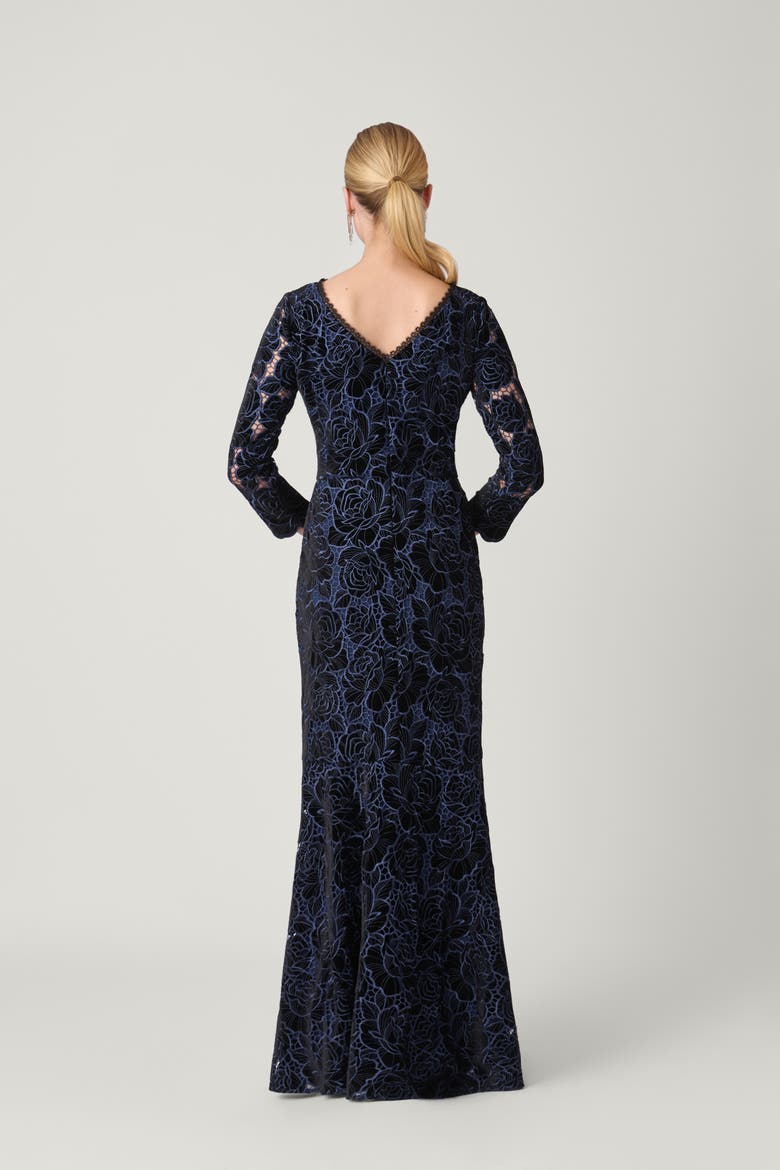 Monroe Velvet Lace Brianna Dress, Alternate, color, Jet/Navy