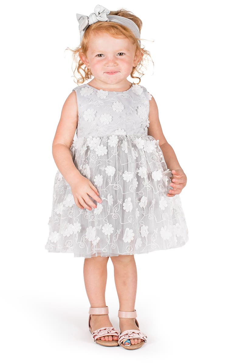 Popatu Floral Appliqué Tulle Dress, Alternate, color,