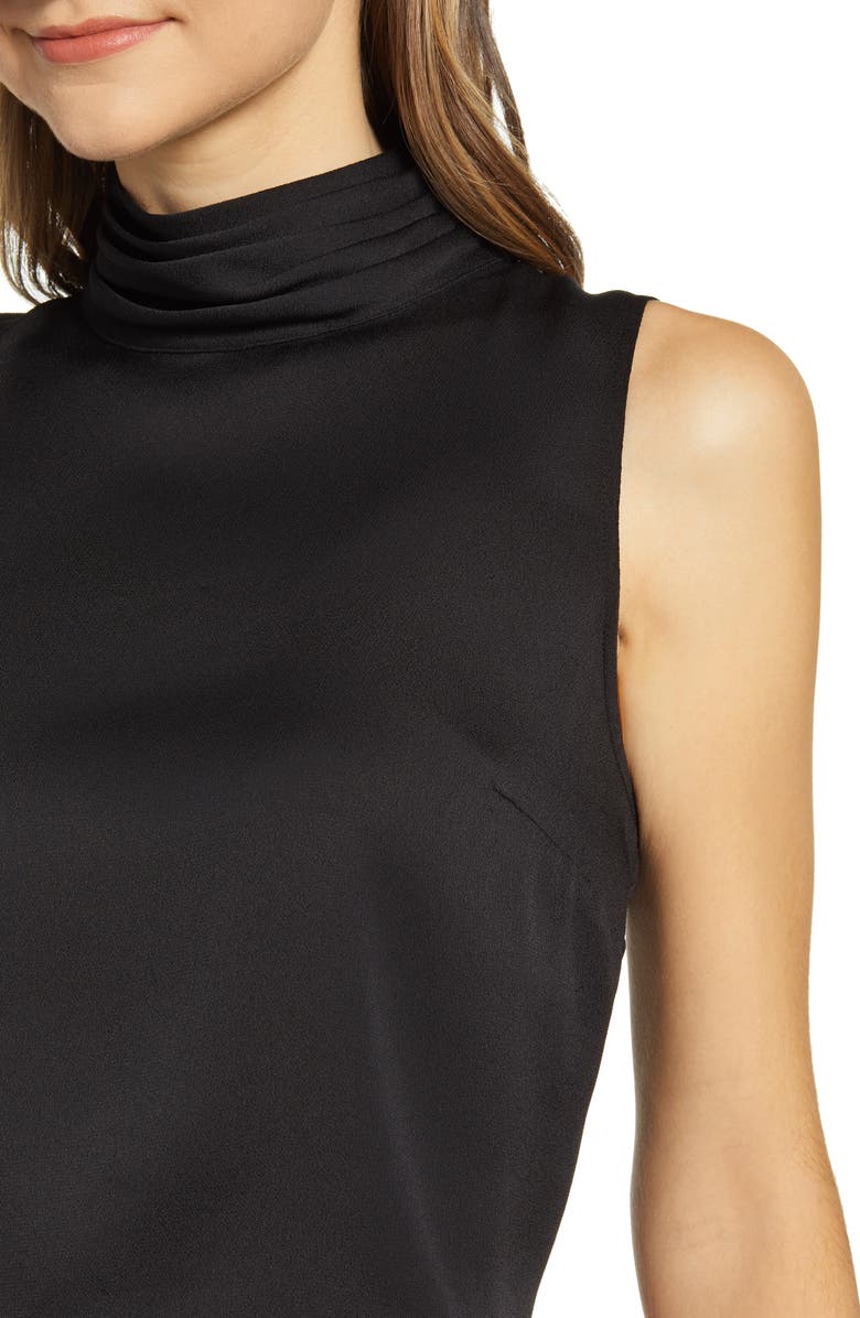 Vince Camuto Mock Neck Hammered Satin Sleeveless Top, Alternate, color, 