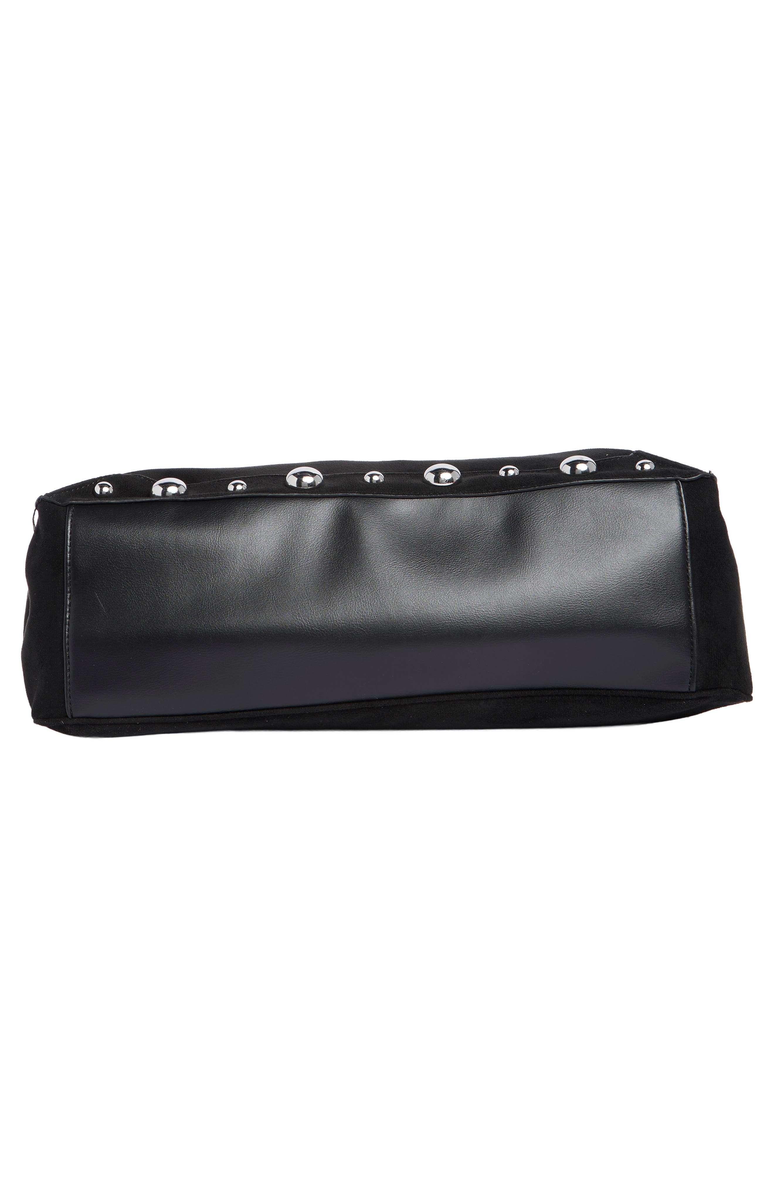 Faux Suede Studded Tote, Alternate, color, BLACK