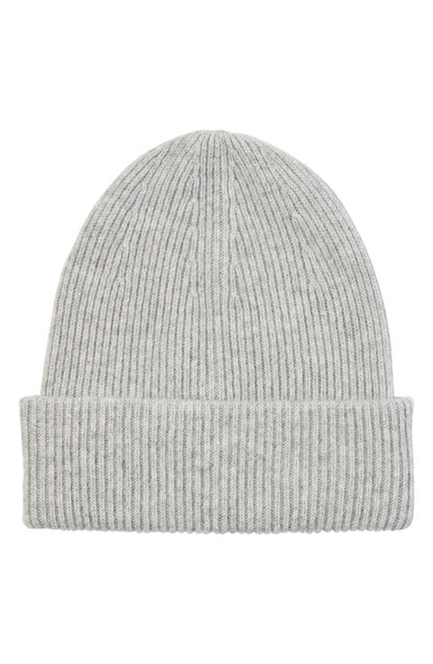 Ribbed Cashmere Double Cuff Beanie