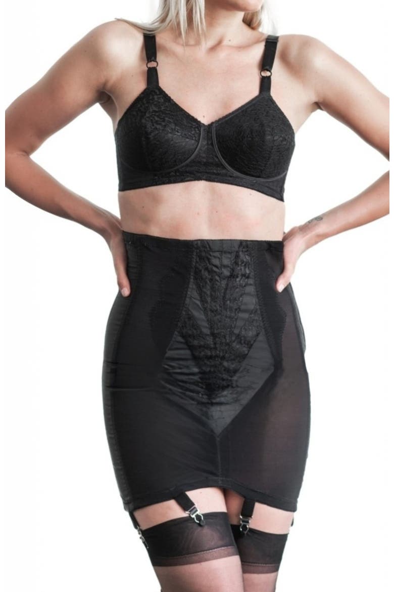 Extra Firm High Waist Open Bottom Girdle With Side Zipper and Hook, Alternate, color, Black
