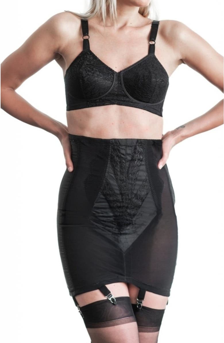 Rago Extra Firm High Waist Open Bottom Girdle With Side Zipper and Hook, Alternate, color, Black