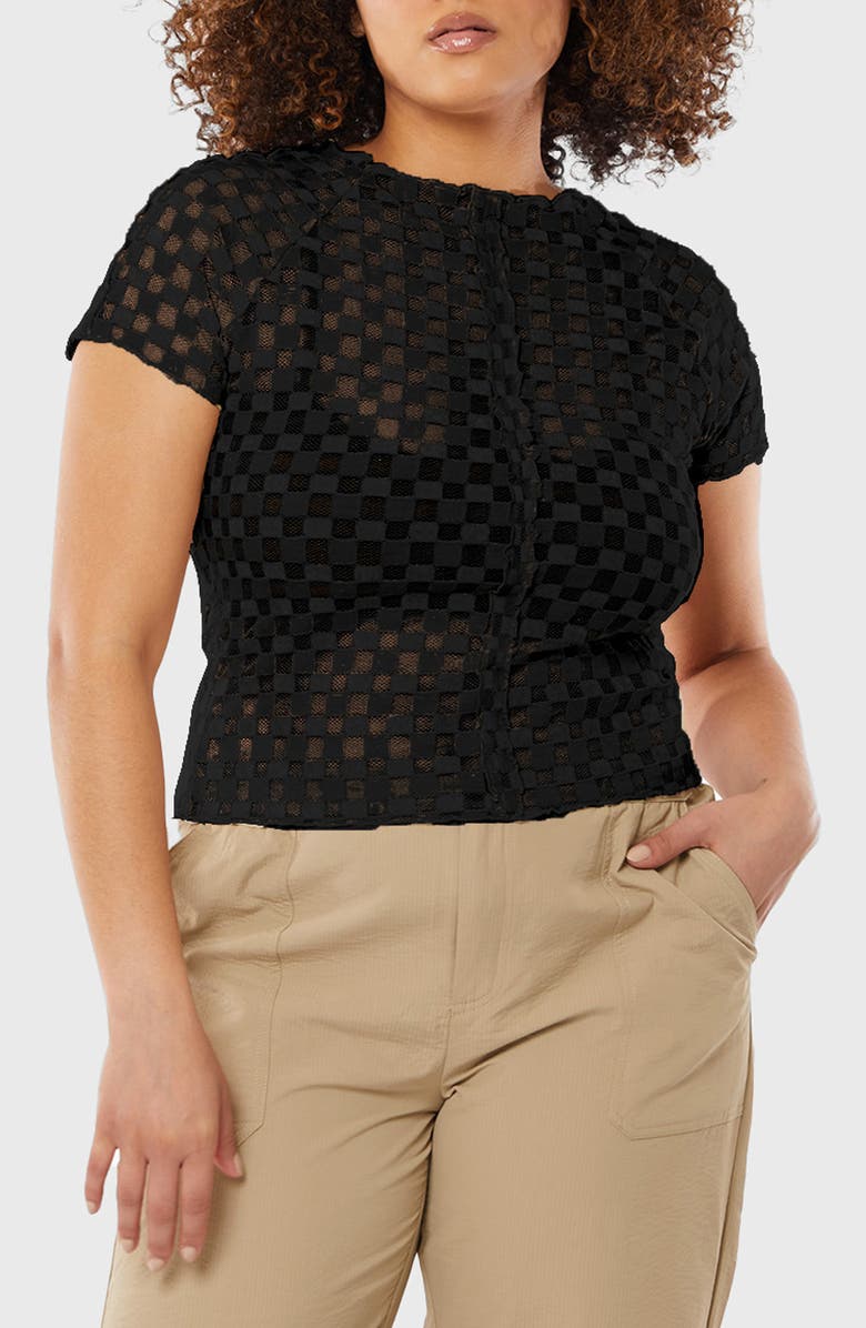 Find Me Now Harmony Check Puff Sleeve Top, Main, color,