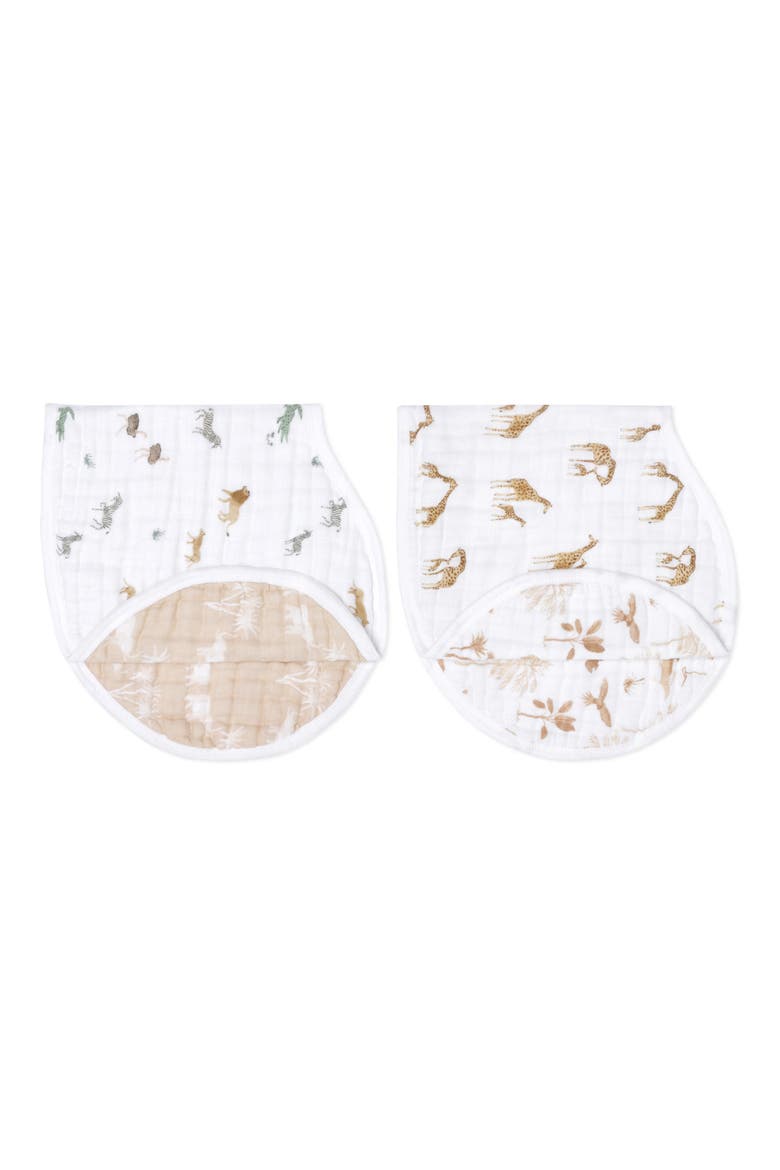 2-Pack Organic Cotton Burpy Bibs, Main, color, SAFARI DREAMS