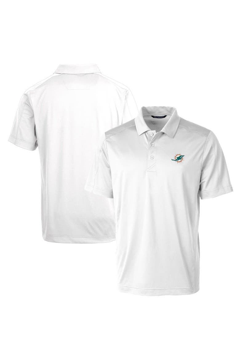 Men's Cutter & Buck White Miami Dolphins Prospect Textured Stretch Polo, Main, color, White