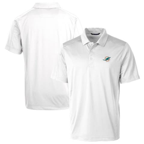 Men's Cutter & Buck White Miami Dolphins Prospect Textured Stretch Polo